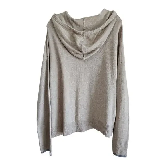 EVEREVE Women's XL Harriet Hoodie Sweater Oat Beige Gray Trim Neutral Soft 48" - Picture 6 of 7